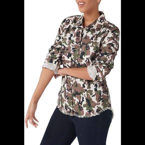 Seed to Style Organic Cotton Twill Button-Down Shirt w/Fray Camouflage - Regular - Picture 1 of 1